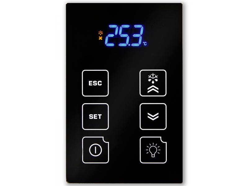 WM & FD SERIES DISPLAY LAYOUT Compressor is on Alarm is present Fan is on Anti-Frost Cycle running 55 F Return to Previous Menu Scroll Button Change