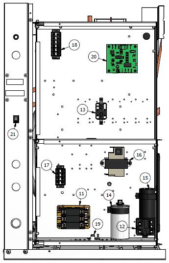 ELECTRICAL BOX LAYOUT 11. compressor contactor 12. potential relay 13. low-pressure control select relay 14. run capacitor 15. start capacitor 16.