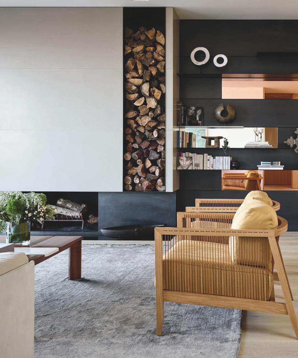 International Style (this photo and top left) In the living room, a pair of Matteo Grassi chairs and a Living Divani sofa wrap around a coffee table by India Mahdavi.