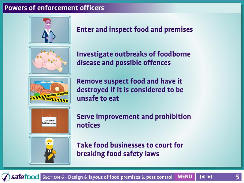 screen 5 Powers of Enforcement Officers Screen Description The screen lists the powers that enforcement officers have.