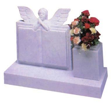 Children s Memorials CM05 Marble. An Angel over shaped book design headstone.