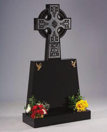 Cremation Memorials CM11 All Polished Black Granite. A shaped headstone with a painted rabbit design.