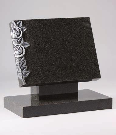 A stained glass panel such as this can be added to any shape memorial. The base has a corner hole for a GH43 All Polished Black Granite.