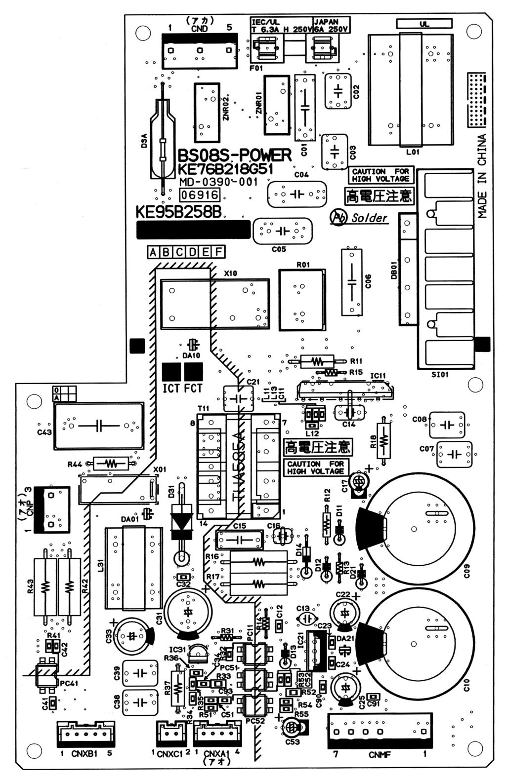 HWE170.qxd 17.7.12 :09 Page 35 9-5. TEST POINT DIAGRAM 9-5-1. Power supply board CND CND Power supply voltage (220-2VAC) CNMF Fan motor output 1-4: 3-3 VDC 5-4: 15 VDC 6-4: 0-6.