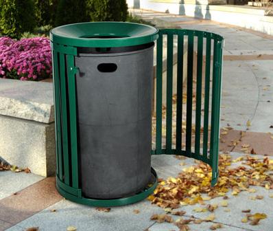 5 gallon capacity outdoor trash receptacle Recycle Blue gloss finish and available with rain