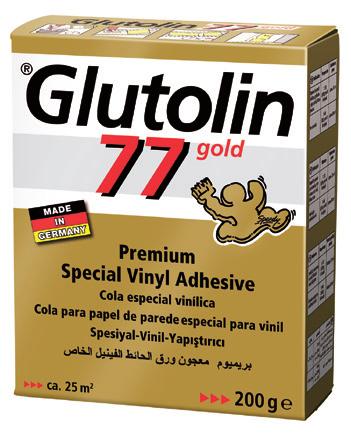 Glutolin 77 gold instant Special wallpaper adhesive for hanging embossed, woodchip, vinyl and non-woven wallpapers as well as heavy wallpapers.