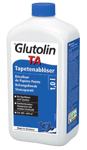 Glutolin TA Wallpaper Remover For the quick, secure and easy removal of woodchip wallpapers with several coats of paint, washable and other wallpapers that are