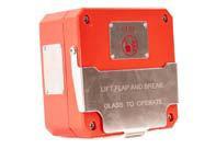 Manual call points Flameproof - Ex d IIB+H2 - Zones 1 & 2, 21 & 22 Glass-reinforced polyester - CP135 series This manual call point break glass type is designed for corrosive environments and