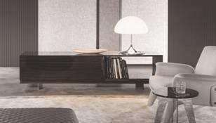 LANG COLLECTION Pure and stylized shapes are accentuated by the combination of materials that creates a sophisticated contrast between the solidity of the wood and the glossy shine of the lacquered