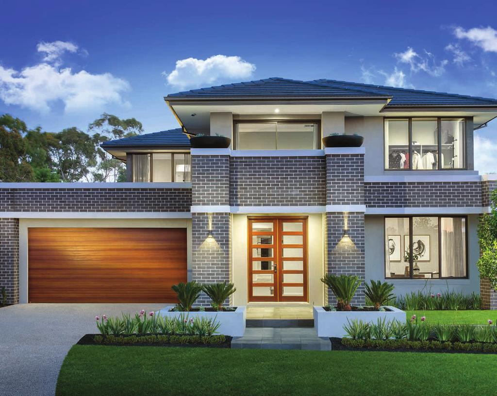 EXTERIOR INCLUSIONS Hyde Park Façade Render A Make a distinctive design statement for all to see with contemporary part rendered features to the portico and front projection of your brick home with