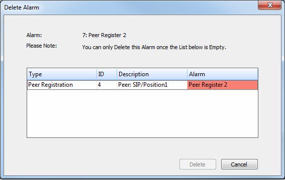 Removing an Alarm in the Alarms Element You can remove an alarm that has been defined for your system using the Remove feature on the Alarm element toolbar.