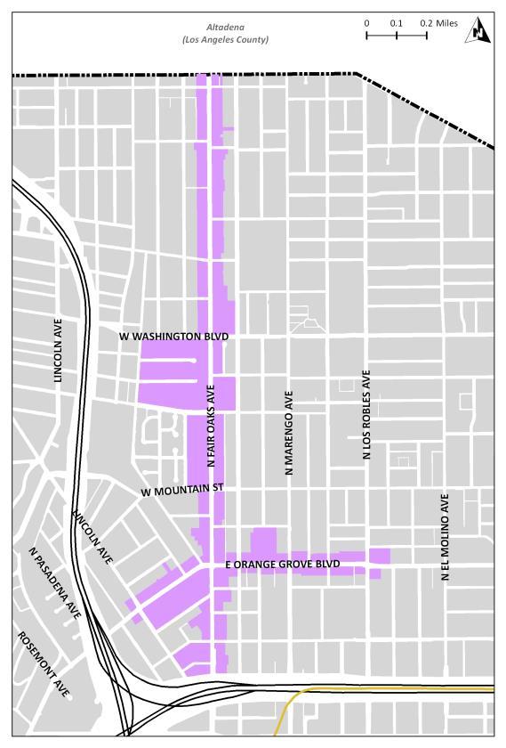 Fair Oaks and Orange Grove Fair Oaks Avenue is a major north-south corridor traversing Pasadena, extending from the Central District to the northern City boundary (Figure 6).