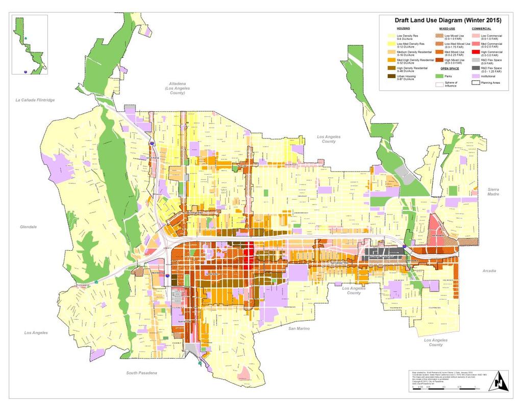 LAND USE DIAGRAM The Land Use Diagram (Figure ) functions as a guide to the general public, planners, and decision-makers as to the ultimate pattern of development for Pasadena in 2035, consistent