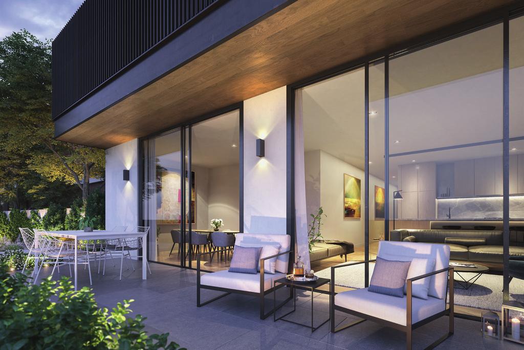 Relax and entertain outdoors. Connection with the outdoors is effortlessly achieved with generous courtyards and terraces.