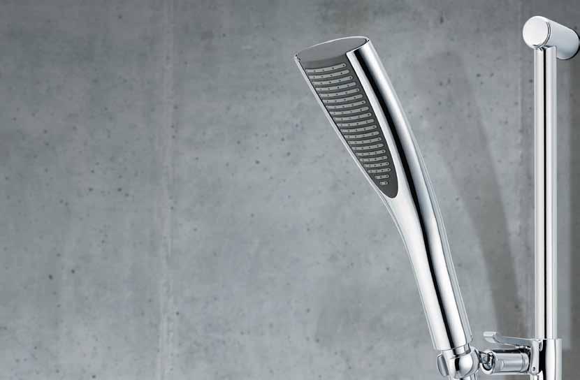 Based on two basic shapes, cylinders and ellipses, the shower head blends in with most interior design styles.