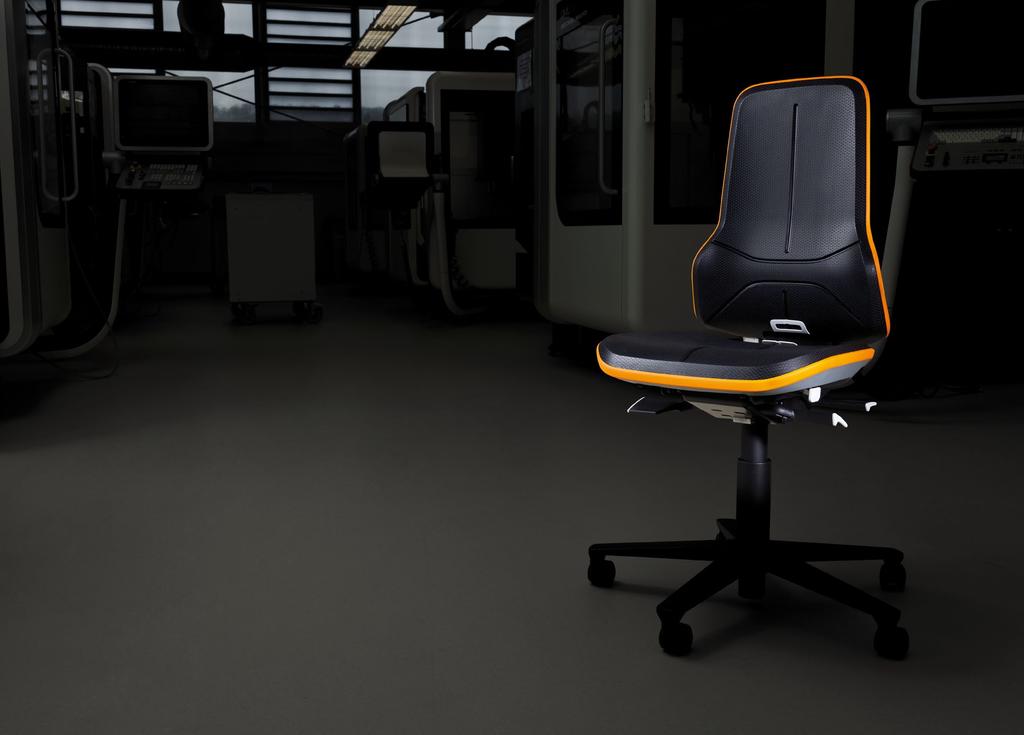 Neon for the new generation of work We are bimos, The leading producer of workplace chairs in Europe.
