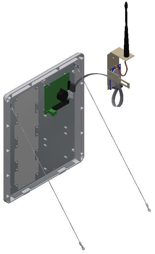 (Lanyard Mounting Screws are shipped w/ the Back Box) Attach the Ground Wire to the Alarm Front Panel, and also attach the Top Antenna Cable to the mating connector.