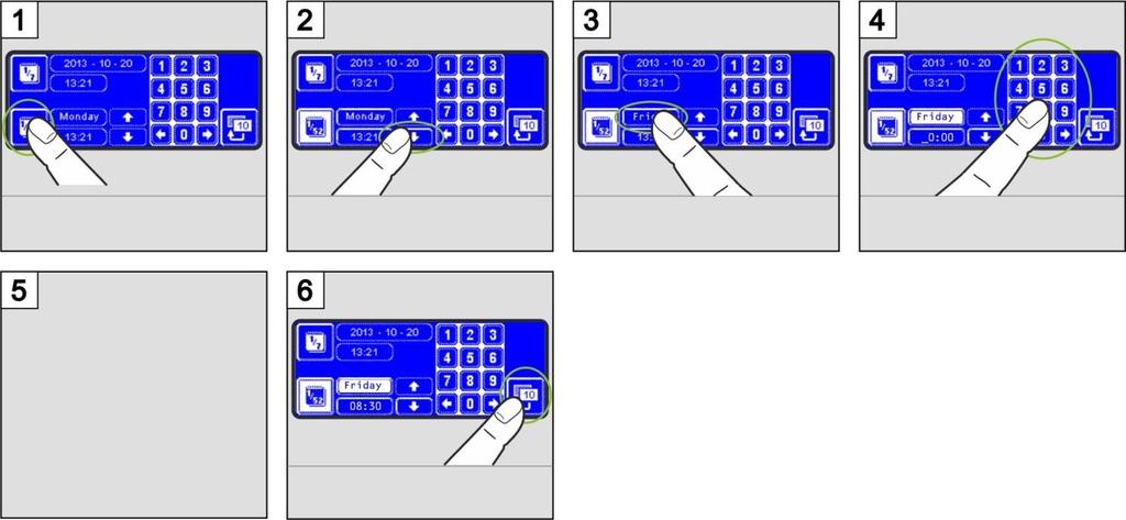 PIN Menu 13.2 Programming automatic switch on / switch off Here you can: programme, when the machine is to fill and heat up automatically. programme, when the machine is to switch off automatically.