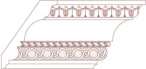 EMBOSSED CROWNS & CORNICES Lengths Available: Mixed Length Bundles 3 thru 16 EMBOSSED CM80 13/16 x 5-1/2 Bead