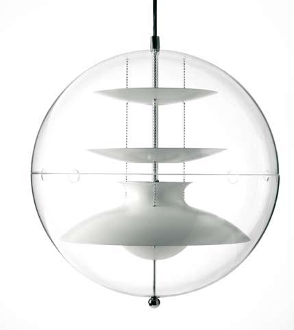 Transparent acrylic. Tube with engraved Verner Panton signature. Incl. chrome ceiling canopy.
