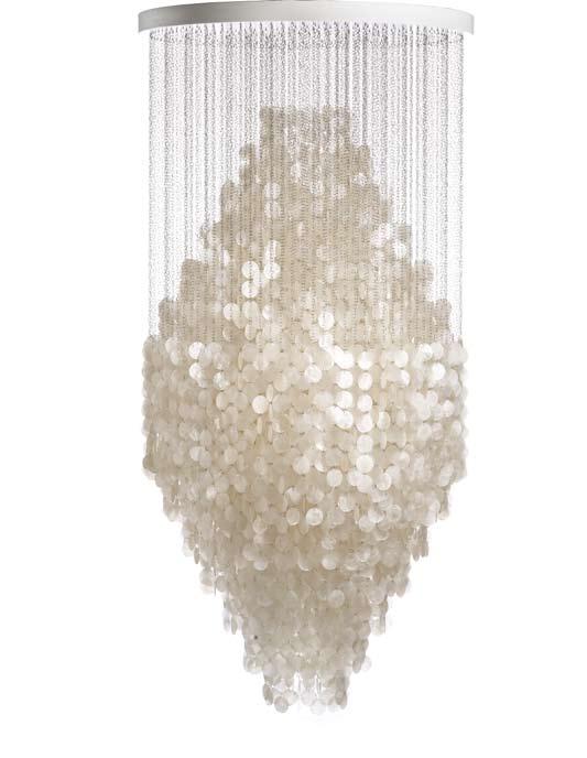 Fun 8DM 1964 Hanging lamp with one large cluster of mother-of-pearl discs.