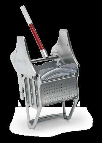 Downpress Wringer- Gray S EAWAY Zinc - plated Sidepress Wringer Easy top-to-bottom squeezing action forces water from the mop down into the bucket, minimizing