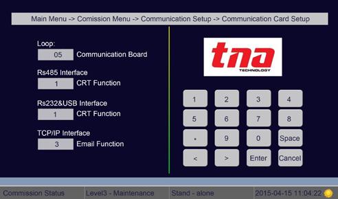 the box. Figure 85 5.3.4.7 Communication Card Setup Selecting this feature user allows to set the local panel card configuration.