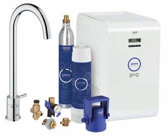 & Sparkling Starter Kit comprises: Single-lever mixer with filter function, water filter complete with filter head, cooler and carbonator box 31 355 001 / 31 355 Dc1 Blue K7 Chilled & Sparkling