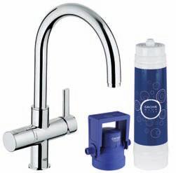 Kit comprises: Single-lever mixer with filter function, and water filter complete with filter