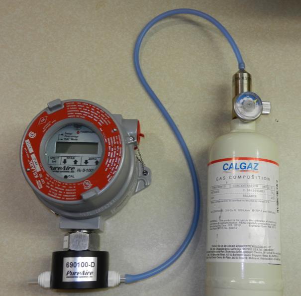 5.1.4 Span Calibration from span gas cylinders CAUTION: Be sure to observe all safety guidelines when generating and using calibration gases. Connect p/n 690100 calibration cap to the LEL sensor cell.