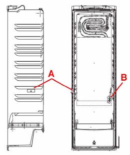 10 Service Manual Refrigerator features Two probes are used to determine the temperature in the refrigerator: Refrigerator air temperature probe (in the left of the refrigerator) Evaporator