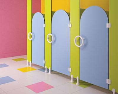 KIDS CUBICLES A DURABLE AND FUN CUBICLE SYSTEM FOR NURSERY AND ELEMENTARY SCHOOL WASHROOMS.