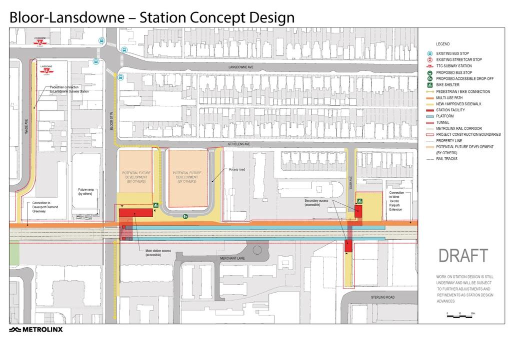 Bloor-Lansdowne GO Station DESIGN UPDATE Refinements Underway: New rail bridge may be required Multi-use path connection to future West Toronto Rail Path extension and