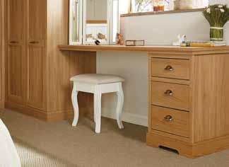 Oak custom fit desk displayed as a dressing table 3. Oak 2+2 chest of drawers 4.