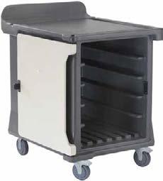 AIRPOT AND CONDIMENT STATION Holds three airpots for safe transport and service. Compartments are designed for stir sticks, napkins and a variety of condiments. Stain and odor resistant.