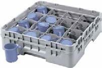 CAMRACK FULL & HALF SIZE CUP RACKS Tilt feature drains water from mug or cup bases for quick and sanitary drying.
