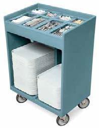 TRAY & DISH CART / TRAY & SILVERWARE CART Tray & Dish Cart Open storage compartment holds a wide variety of plates and trays. Use with or without detachable cutlery station.