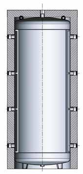 The internal baffles ensure low-turbulence stratification of the return medium from the domestic hot water heater.