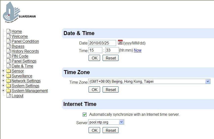 7.4. Date & Time Program the current Date & Time. rmally this will automatically synchronize with Network Time Server with a valid internet connection.