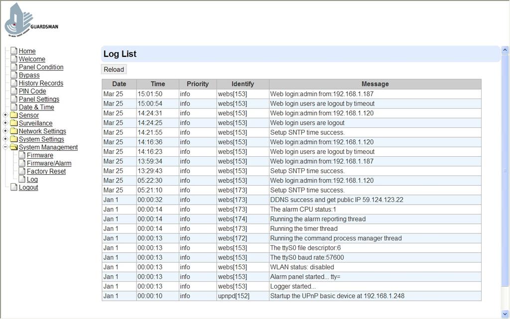 10.4. Log You can track all the System Event Logs in the Log menu under the System Management section.