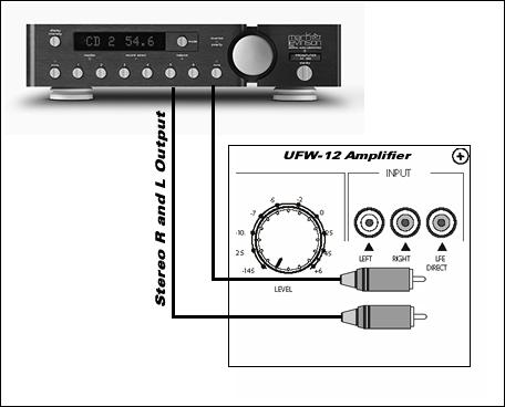 your preamplifier or receiver. Often Tape or Monitor outputs will provide an appropriate low-level stereo signal if the dedicated output does not exist. See figure 3.2 below Figure 3.