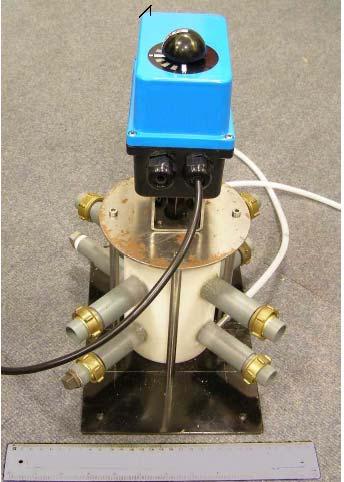 Figure 12: Prototype of 8-way valve operating with a ¼ turn fast electrical actuator (1
