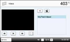 The playback can only be stopped by pressing the corresponding button in the media player (see Step 2). 5.5.3 Video player Scroll to page 2 in the home screen and press the [Video] button. 1.