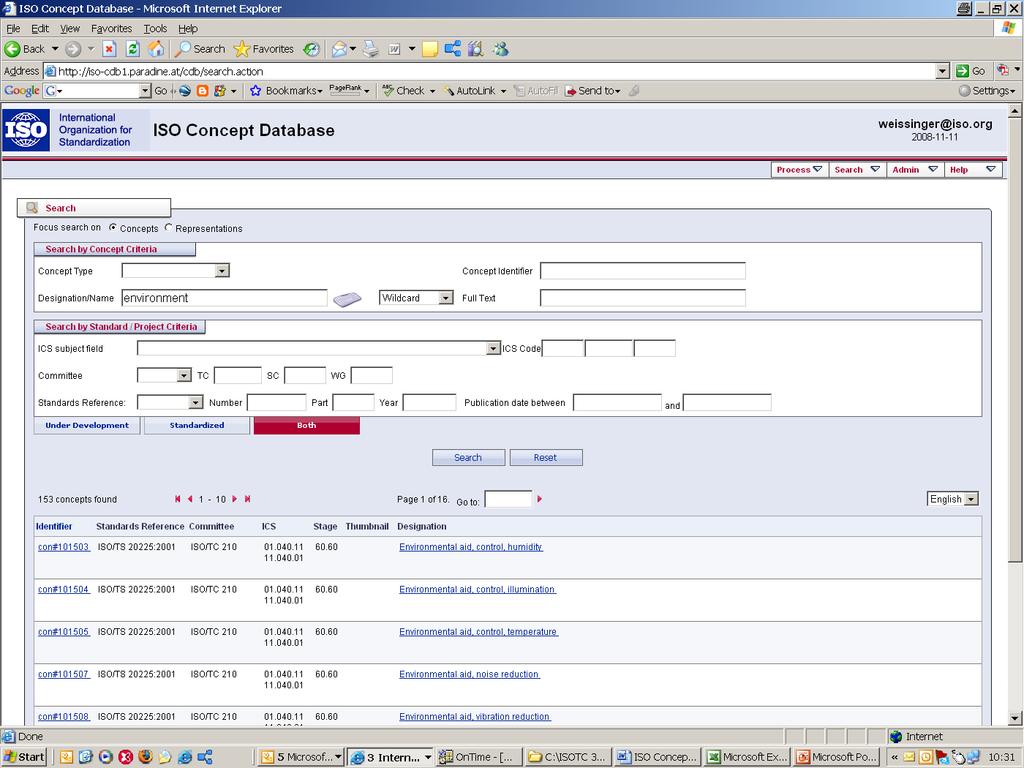 Accessing ISO agreed definitions the ISO Concept Database http://cdb.iso.
