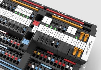 With the new maxguard system, the terminal blocks (previously installed separately) for distributing potential to the outputs of the electronic load monitors become an integral