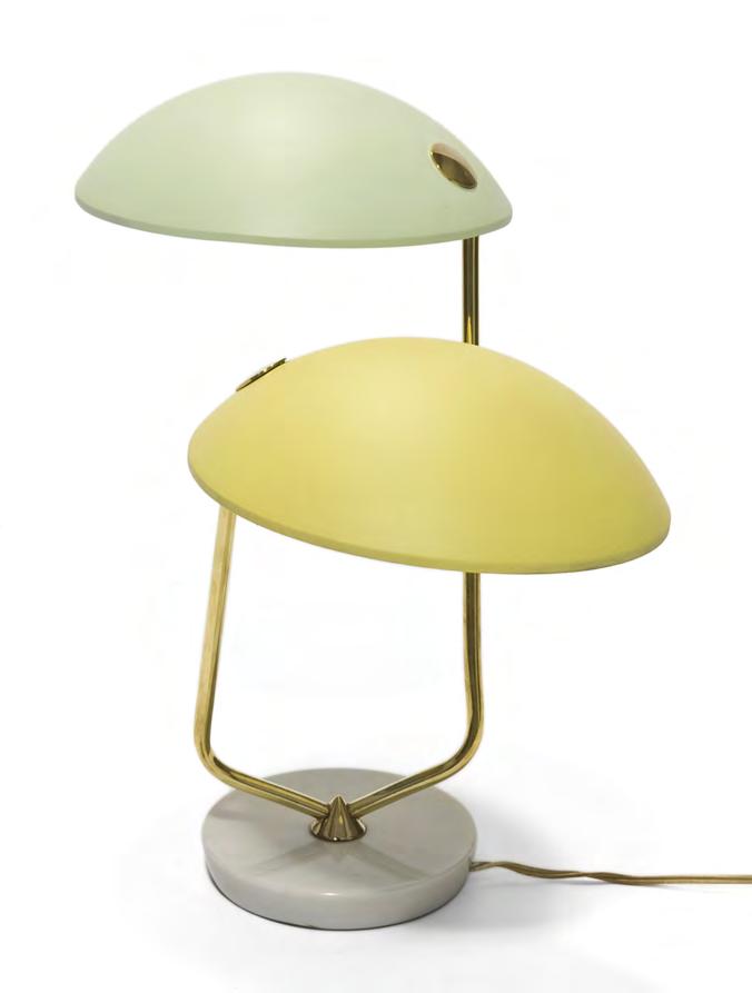 403_Desk lamp by Stilnovo Desk Lamp by Stilnovo, 1950 s Coated aluminum lamp shade, marble base and brass