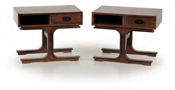 504_Side tables by Gianfranco Frattini Two rosewood side tables with single drawer, 1957 Designer: