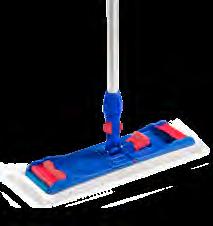NO-TOUCH SYSTEM Velcro mop easily removed without touching or wringing.