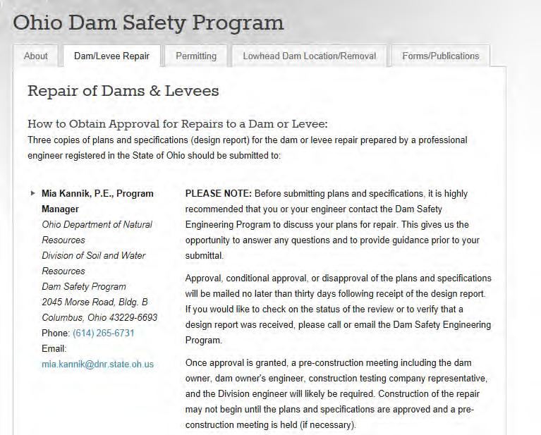In the case of dams, seek