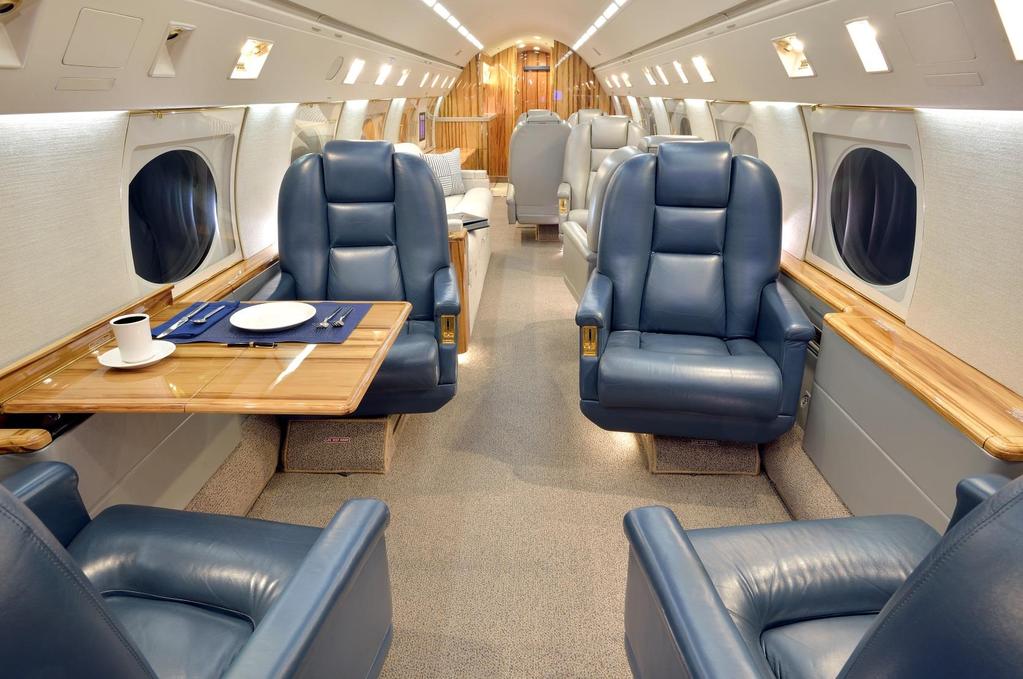 INTERIOR Forward Cabin INTERIOR DESCRIPTION (Original Interior, completion by Gulfstream at Dallas, TX) Elegantly appointed 13passenger floor plan features a four-place club in the forward cabin, a